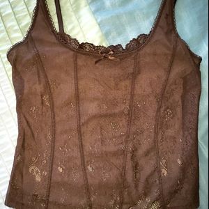 Women's NY& Co brown lace tank